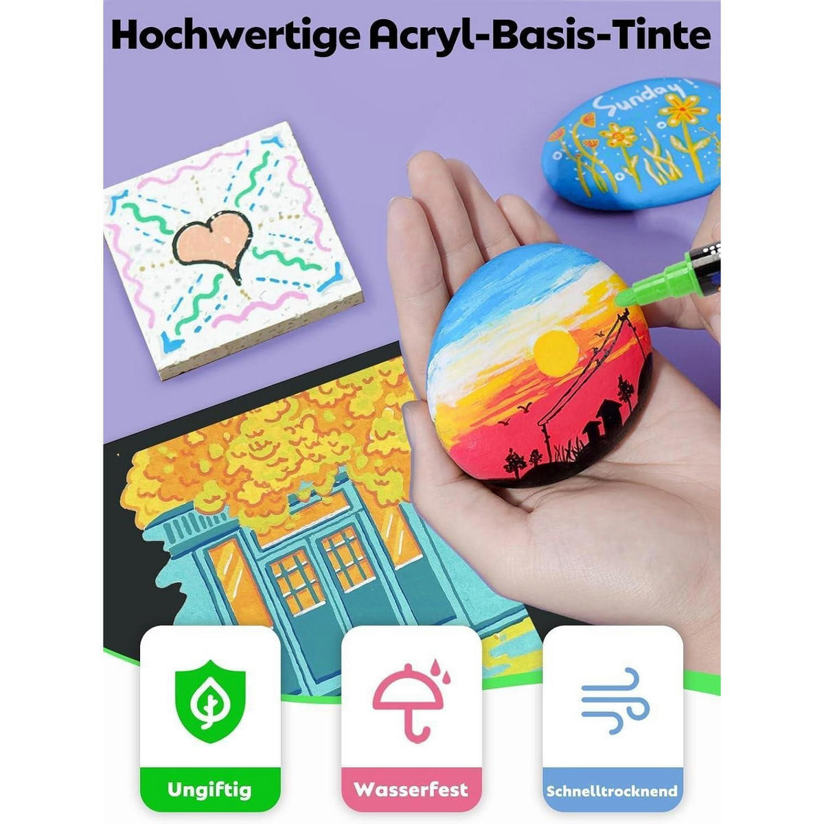 ACRYLSTIFTE Set 60 Farben Doppelspitze - Multicolor, Kunststoff (1/1/16.5cm)