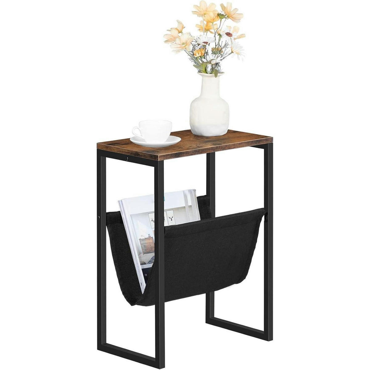 BEISTELLTISCH mit Zeitschriftenschlinge 24 x 40 x 54,5 cm Dunkelbraun - Multicolor, Metall (40/24/54.5cm)