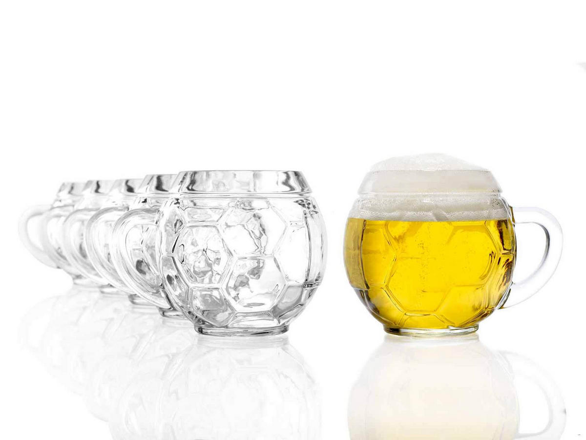 BIERKRÜGE Fußball transparent 400 ml 6er Set - Transparent, Glas (0.4L) - Stölzle Lausitz