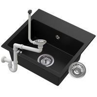 GRANITSPÜLE Milos mit Siphon - Schwarz, Kunststoff/Stein (45/15/42cm) - Granitan