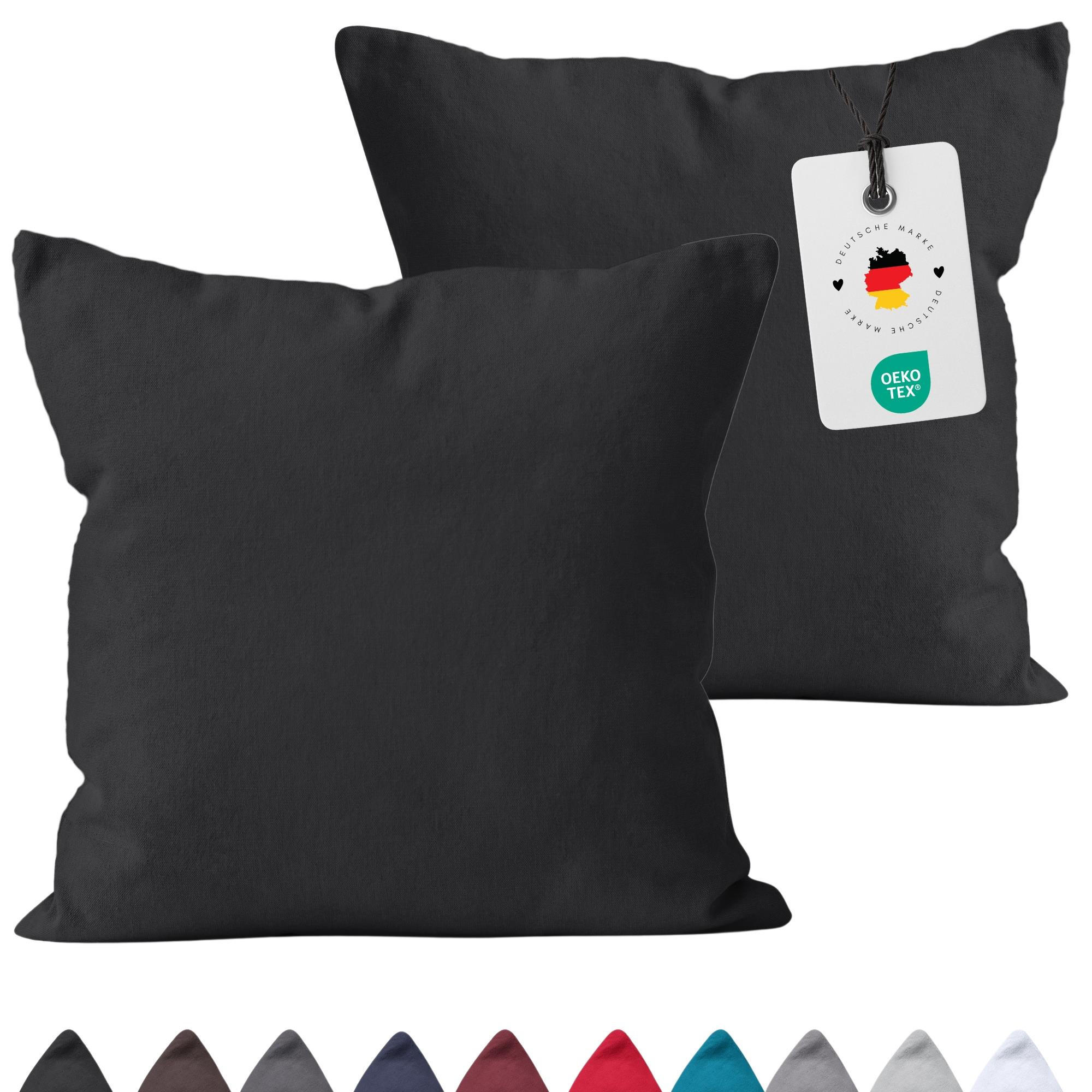 KISSENBEZUG 40x40 cm aus 100% Baumwolle, Kissenhülle Schwarz Uni - Schwarz, Textil (40/40cm) - Carpe Sonno