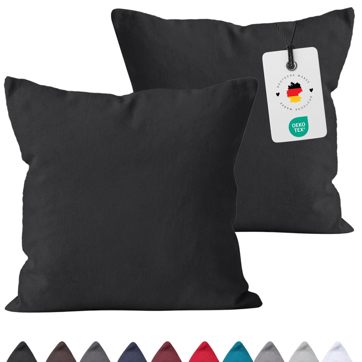 KISSENBEZUG 40x80 cm aus 100% Baumwolle, Kissenhülle Schwarz Uni - Schwarz, Textil (80/40cm) - Carpe Sonno