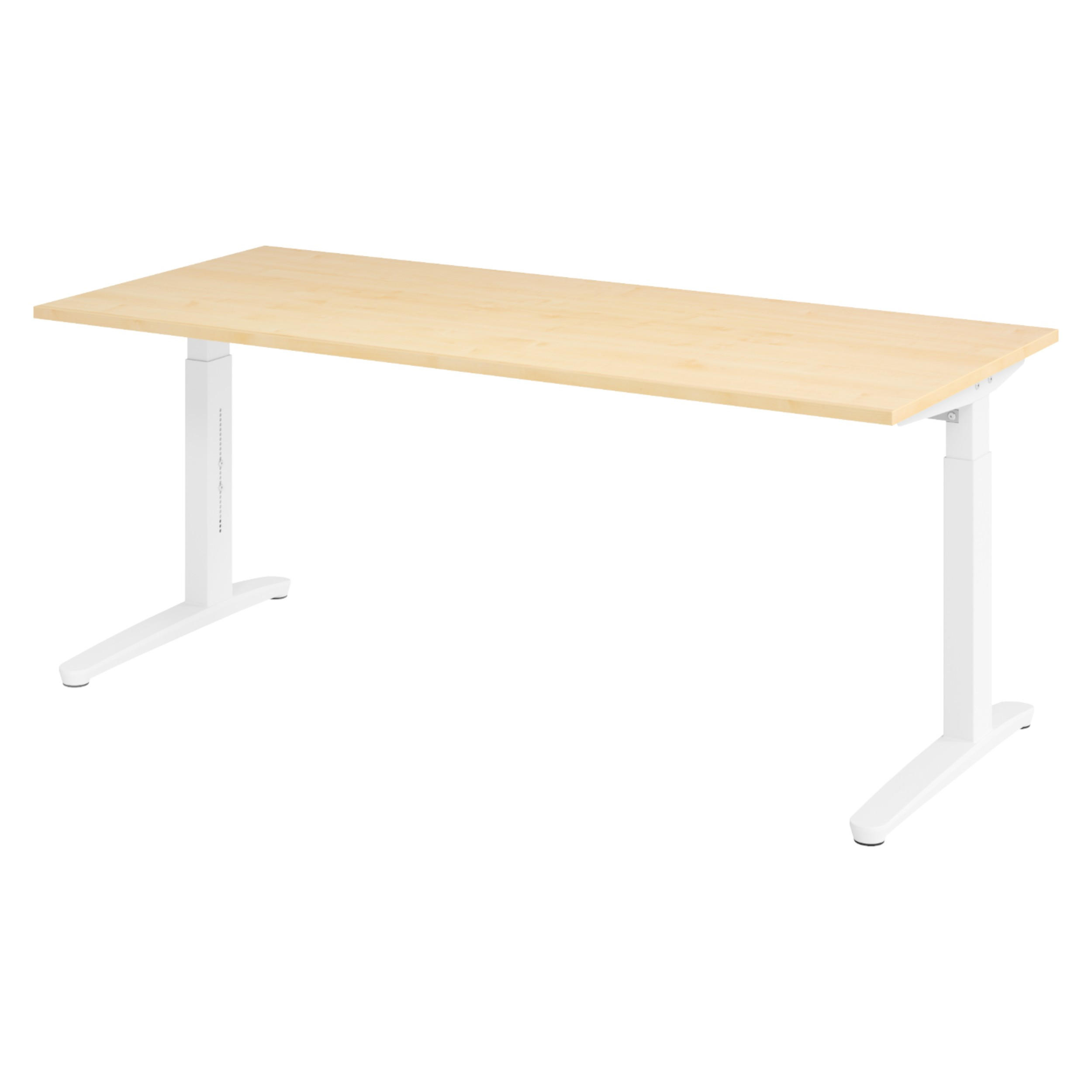 bümö SCHREIBTISCH Ahorn, Weiß 180cm × 80cm × 74cm