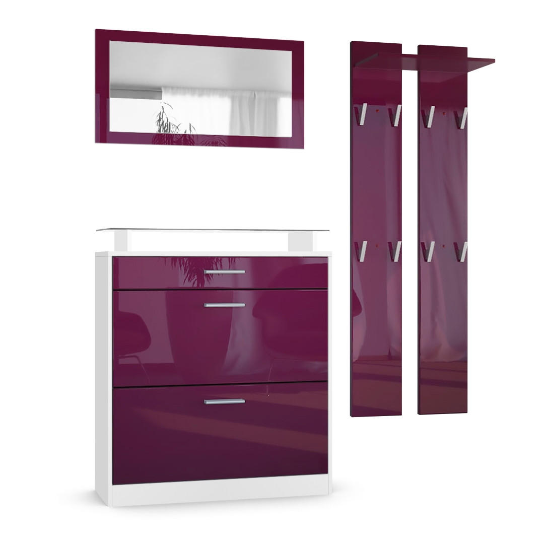 GARDEROBE Loret Front in Brombeer Hochglanz - Brombeere, Holzwerkstoff (180/200/23cm) - Vladon
