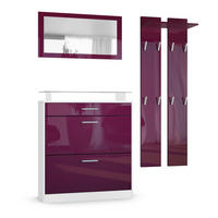 GARDEROBE Loret Front in Brombeer Hochglanz - Brombeere, Holzwerkstoff (180/200/23cm) - Vladon