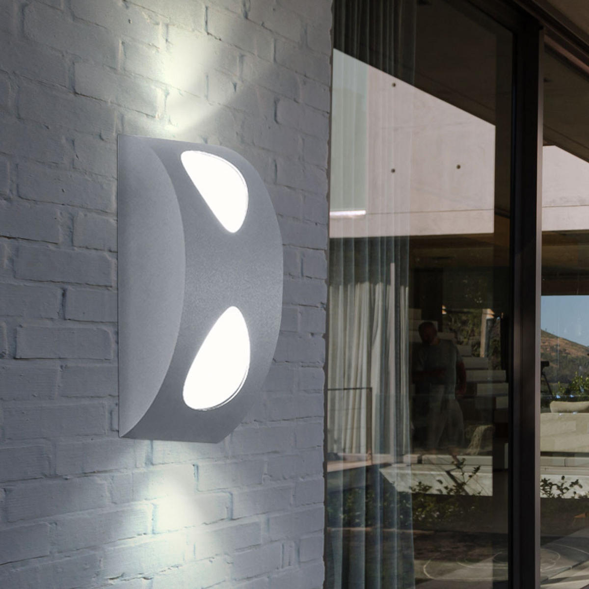 LED AUßEN-WANDLEUCHTE Alu Silber Weiß 5er Set - Silberfarben, Metall (7/19/8cm)