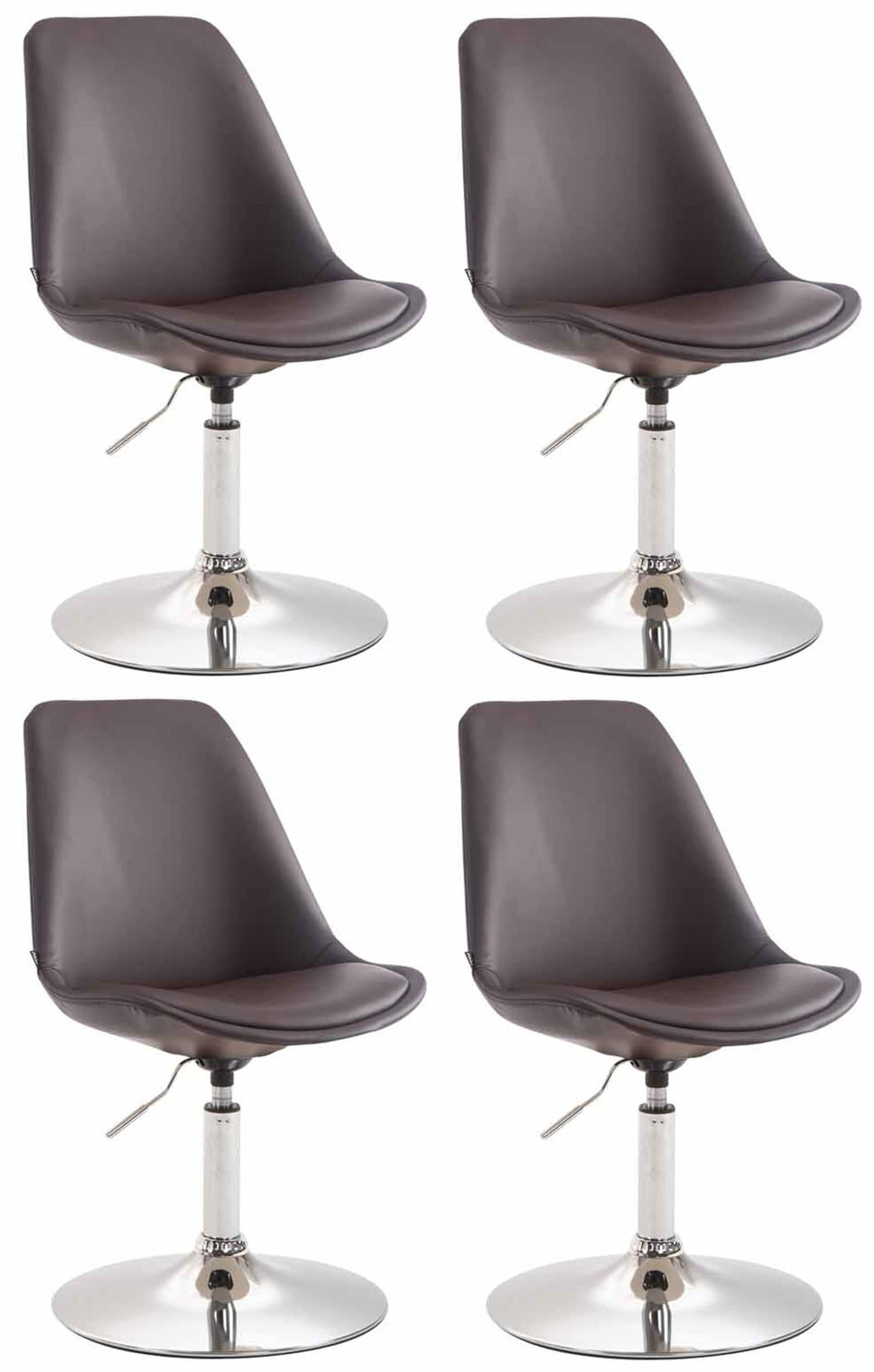 DREHSTUHL 4er Set Lederlook braun - Chromfarben/Braun, Textil/Metall (48/76/57cm) - CLP
