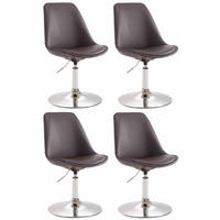 DREHSTUHL 4er Set Lederlook braun - Chromfarben/Braun, Textil/Metall (48/76/57cm) - CLP