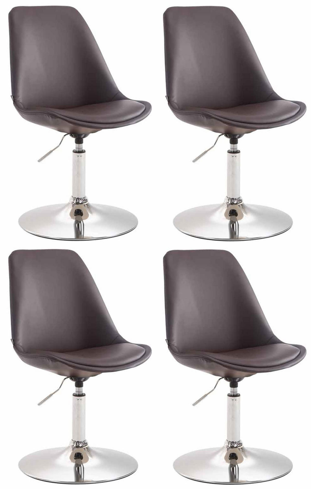 DREHSTUHL 4er Set Lederlook braun - Chromfarben/Braun, Textil/Metall (48/76/57cm) - CLP