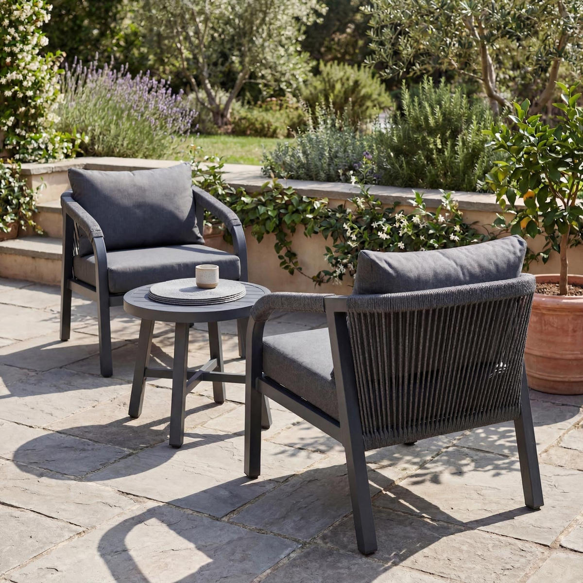 LOUNGE-SET Dunkelgrau - Dunkelgrau, Metall - MCW