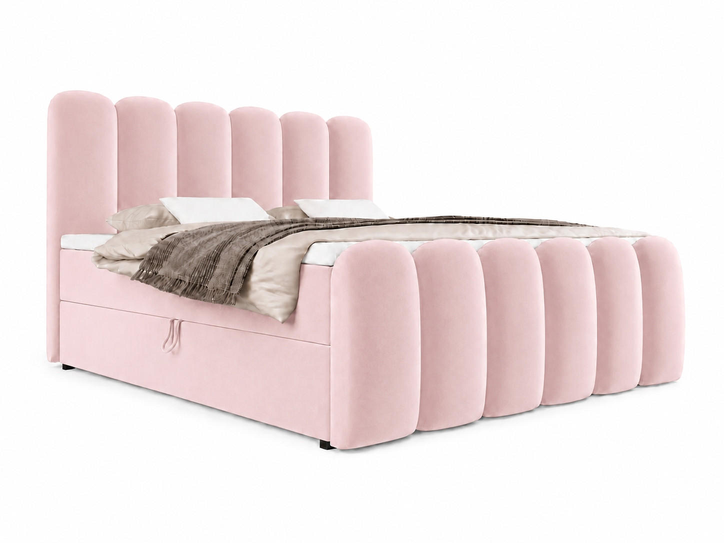 BOXBETT CUDDLE 140x200 cm in Rosa, Bettkasten, Topper, Velvet-Stoff - Pink, Holz/Textil (140/200cm) - EMLAR Home