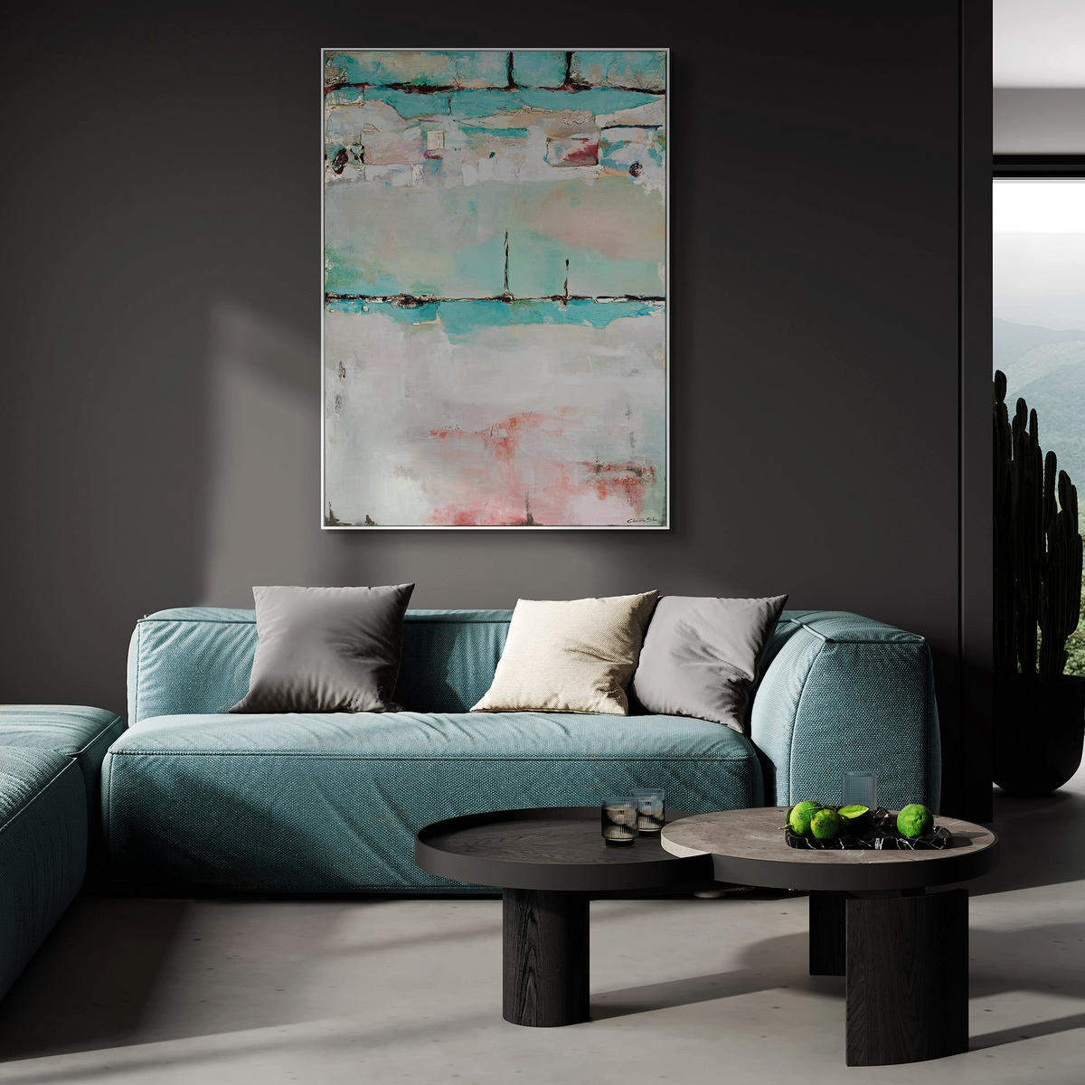 GEMÄLDE Stille Konsonanz Schattenfugenrahmen Weiß 120x80 cm - Weiß, Holz (120/80cm) - YS-art gallery