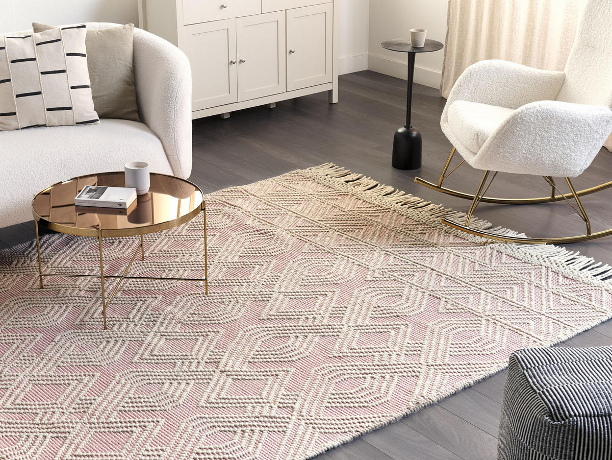 KURZFLOR-TEPPICH Adana 300/200 cm - Pink, Textil (200/300cm) - Beliani