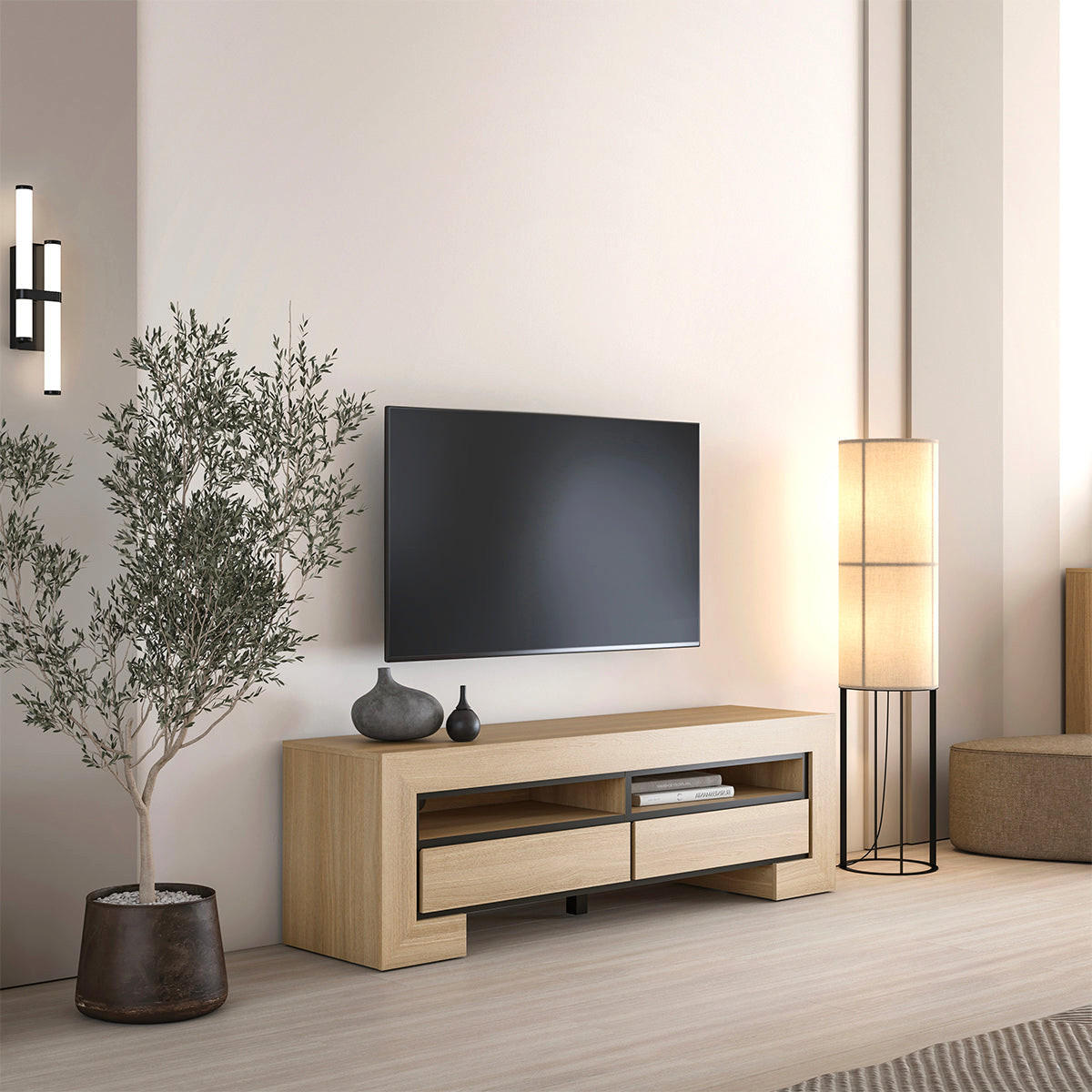 TV-MÖBEL Lucius Holz und Schwarz - Braun, Holzwerkstoff (160/50.5/41cm) - Petits-meubles