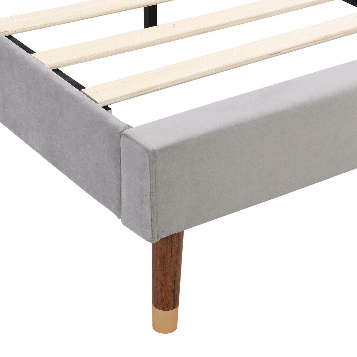 POLSTERBETT 140/200 cm mit Lattenrost, gepolstertem Kopfteil und Samtbezug, Grau - Grau, Textil (140/200cm) - Redom