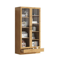 VITRINE in Naturfarben Aktenschrank mit Schubladen für Wohnzimmer, Schlafzimmer oder Büro, B80/T40/H160cm - Transparent/Naturfarben, Glas/Holzwerkstoff (80/160/40cm) - STILVORA