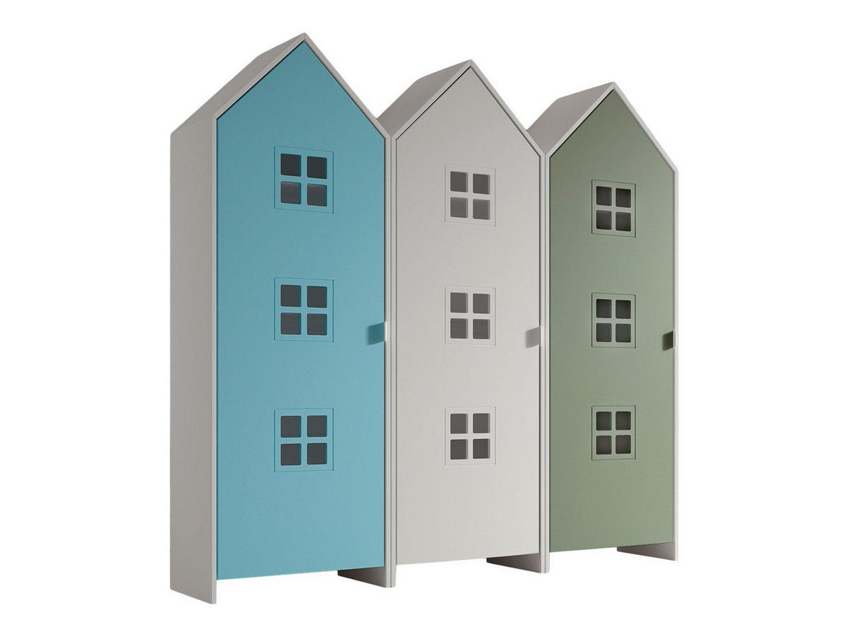 REGALSCHRANK Set Kania 173x37x171 MDF Weiß /Bunt - Blau/Weiß, Holzwerkstoff (173/171/37cm) - 58aufmkessel