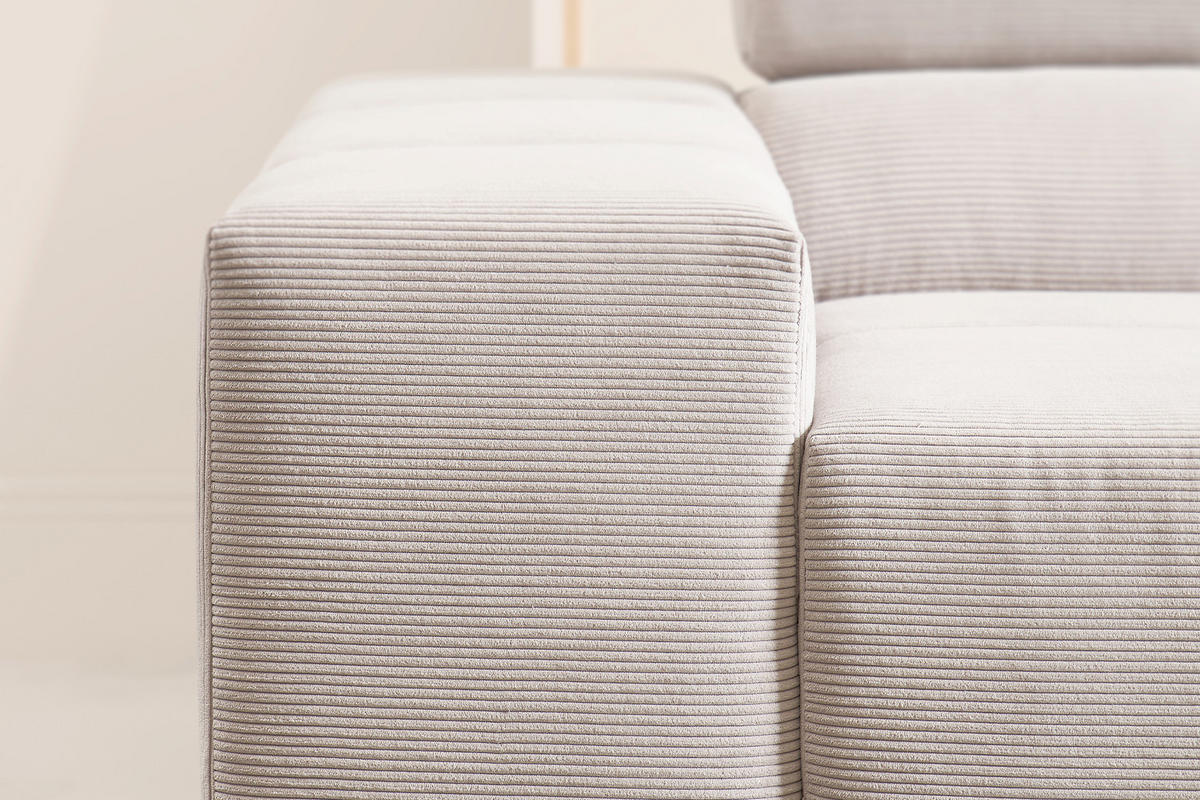 ECKSOFA NEVADA Silber Cord - Silberfarben/Schwarz, Kunststoff/Textil (319/215cm) - KAWOLA