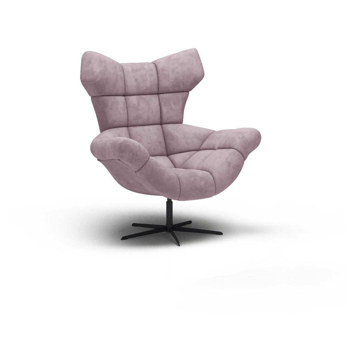 SESSEL SENSI Relaxstuhl mit 360° Drehung und Schwingfunktion – Lux-Schaumkissen, Puderrosa, 104x46x119 cm - Pink/Schwarz, Holz/Textil (104/119/84cm) - DomoHome