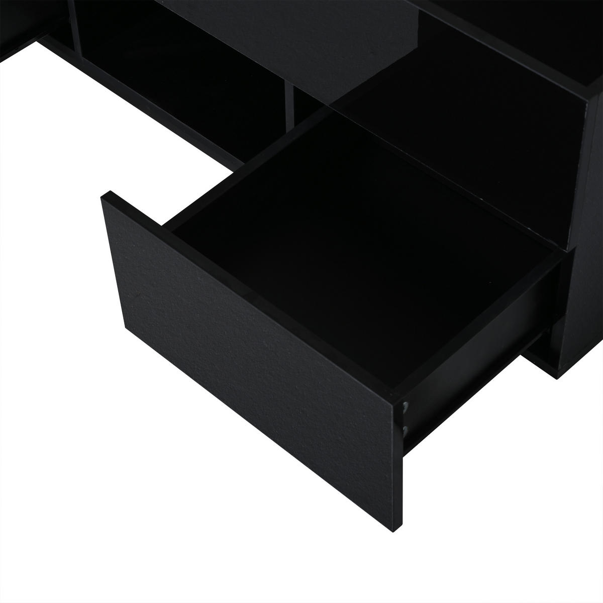 COUCHTISCH aus Spanplatte 100x45x43 cm in Schwarz mit LED & Höhenverstellung - Schwarz, Holzwerkstoff (100/45/43cm) - Modfu