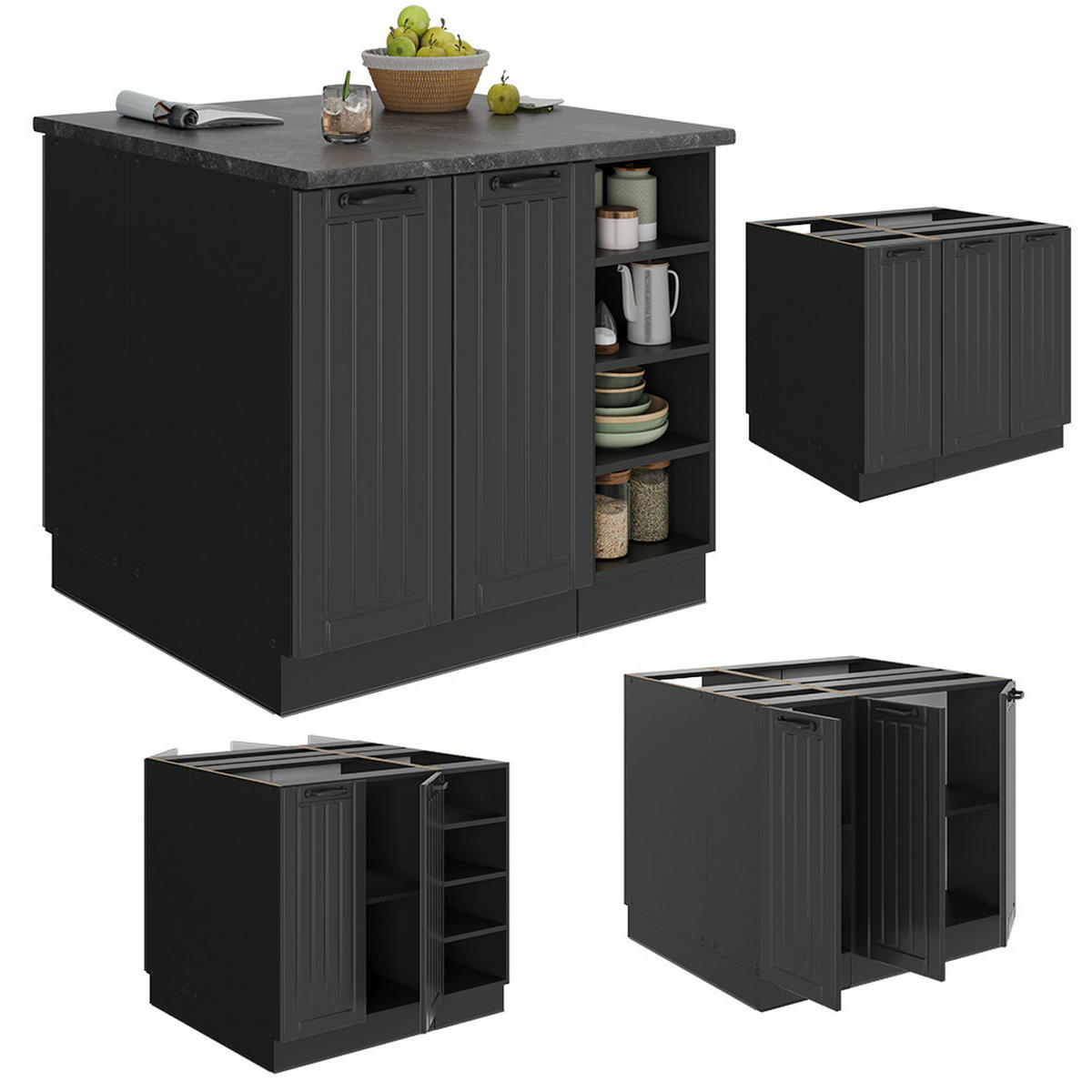 Dunkelgrau/Anthrazit, Holzwerkstoff (90/82/60cm) - Vicco