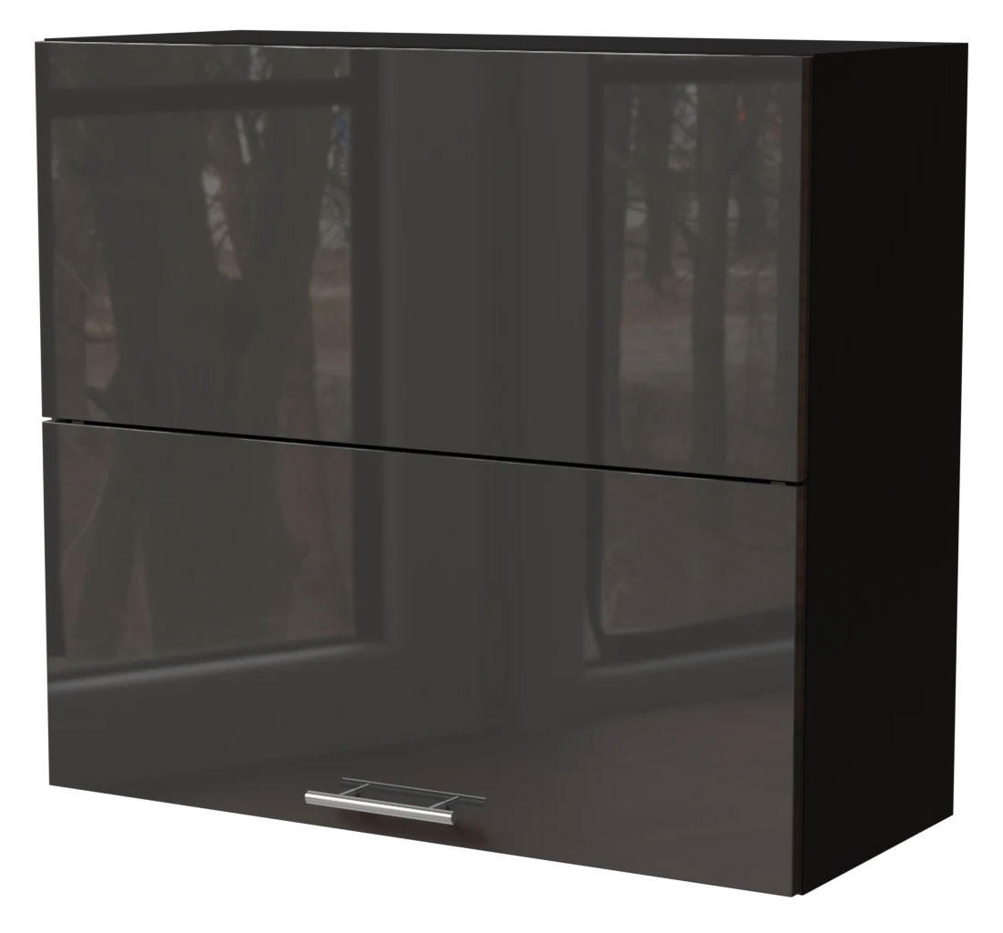 Feldmann-Wohnen Küchenhängeschrank Graphit, Schwarz 90x72x32.5 cm