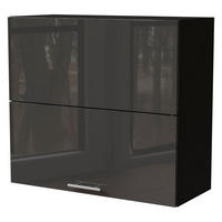 KÜCHENHÄNGESCHRANK Essen W8B/90-AV Graphit Hochglanz / Schwarz Matt 90 / 32,5 / 72cm - Schwarz/Graphitfarben, Holz/Holzwerkstoff (90/72/32.5cm) - Feldmann-Wohnen