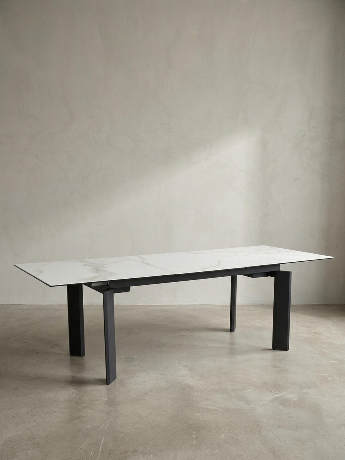 ESSTISCH Ausziehbar Keramik Glas Marmoroptik 180-240 MALTA, Weiß-Schwarz 180x95x77 cm - Schwarz/Weiß, Glas/Metall (95/180/77cm) - KADIMA DESIGN