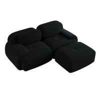 ECKSOFA 208×178×75 cm aus Cordstoff rahmenlos modular mit 1 Ottoman, schwarz - Schwarz, Textil (178/208cm) - Luhomfu