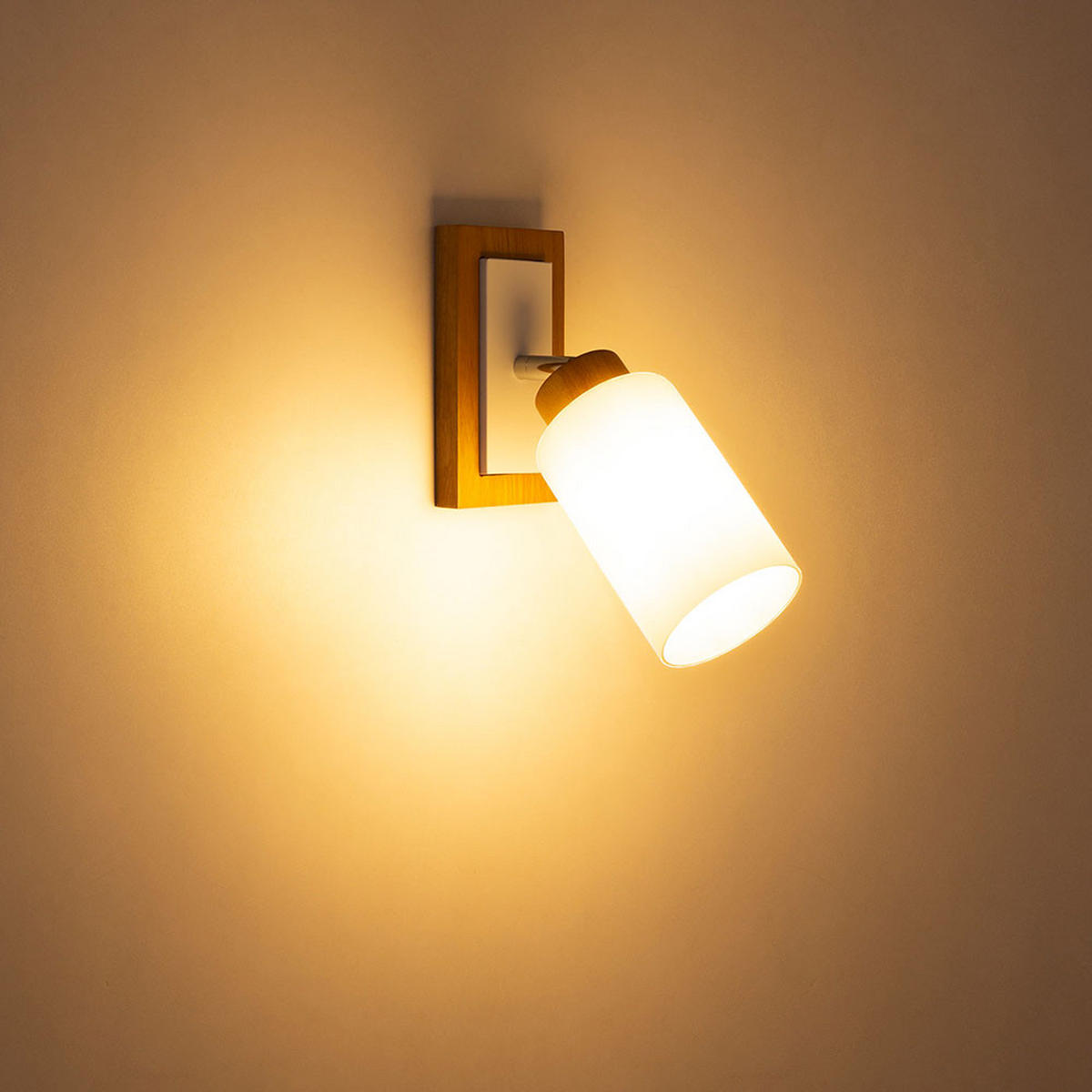 WANDLEUCHTE Holz braun, Metall weiß, schwenkbar - Braun, Holz (10.3/25/22cm) - Globo Lighting