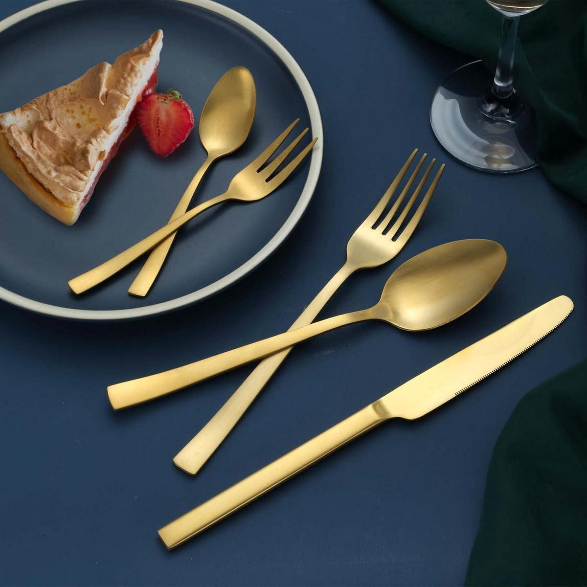 BESTECKSET 30-teilig Gold matt Edelstahl 6 Personen - Goldfarben, Metall