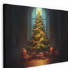 LEINWANDBILD Weihnachtsbaum - Geschenk - Winter Gemälde 60x40 cm - Grün, Textil (60/40cm) - MuchoWow