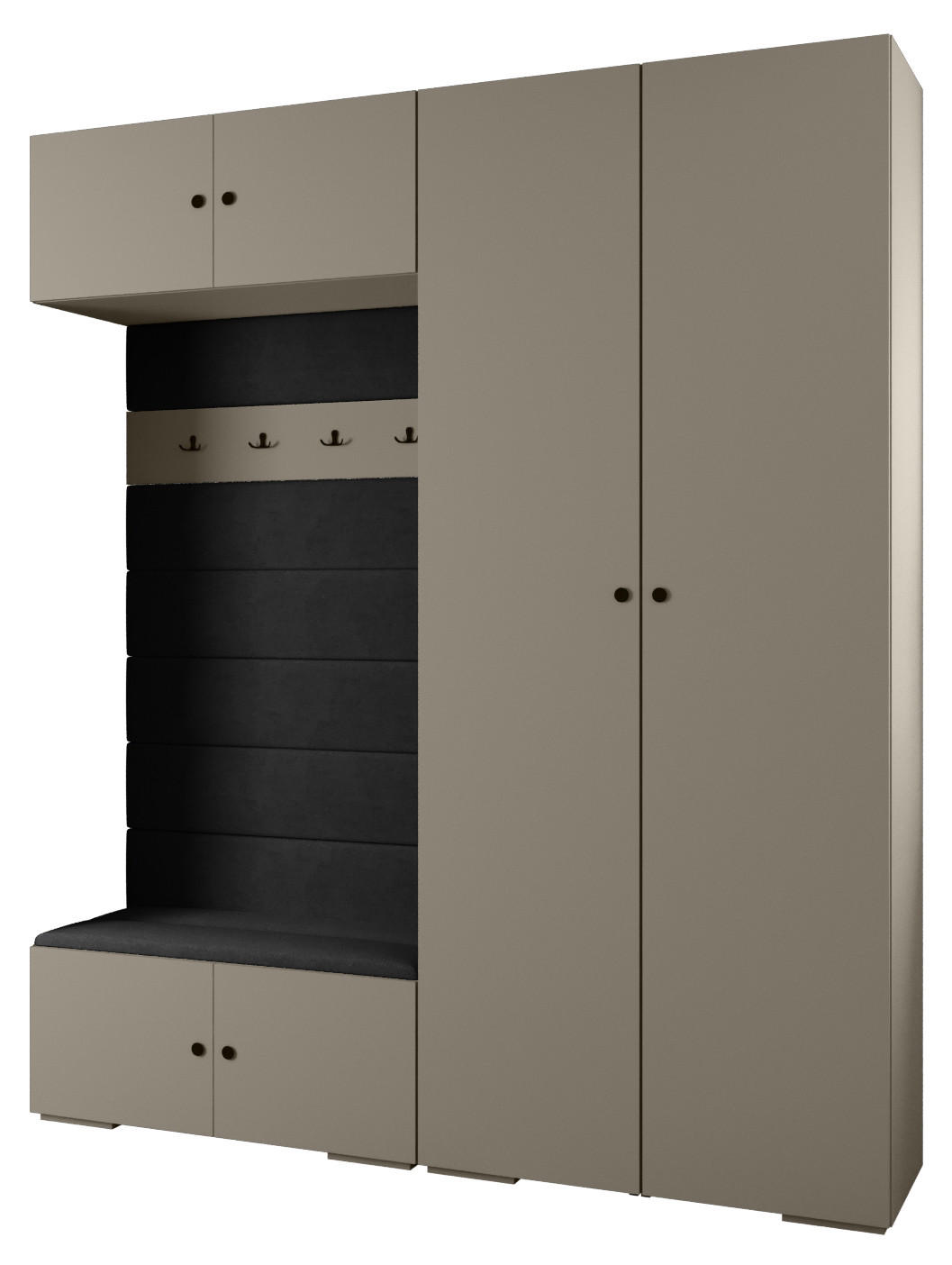 Abiks Möbel Garderoben-Set Kaschmir, Schwarz, Schwarz 200x236.7x47 cm