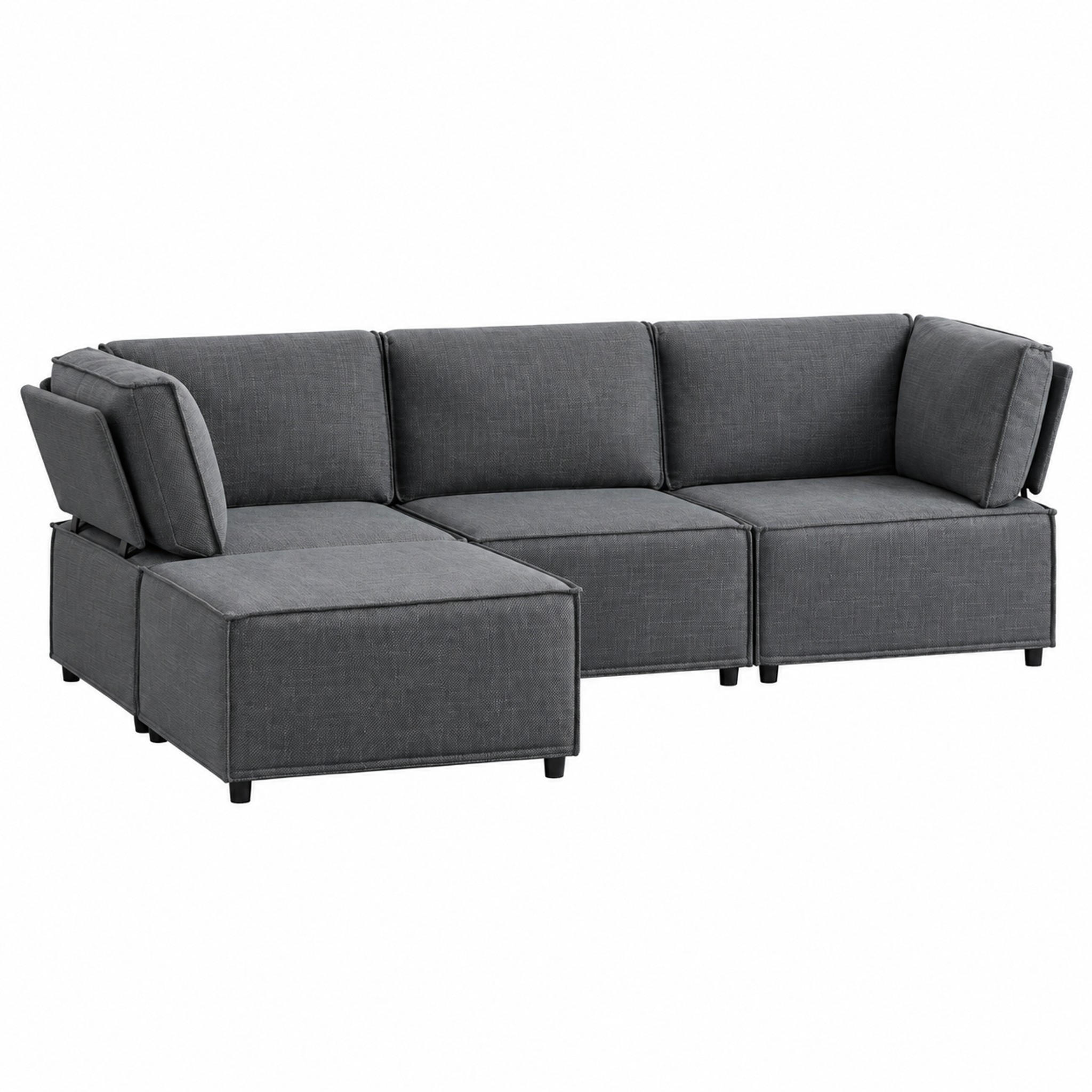 SOFAGARNITUR modular Dunkelgrau - Dunkelgrau, Holz (154/238cm) - Meubliv