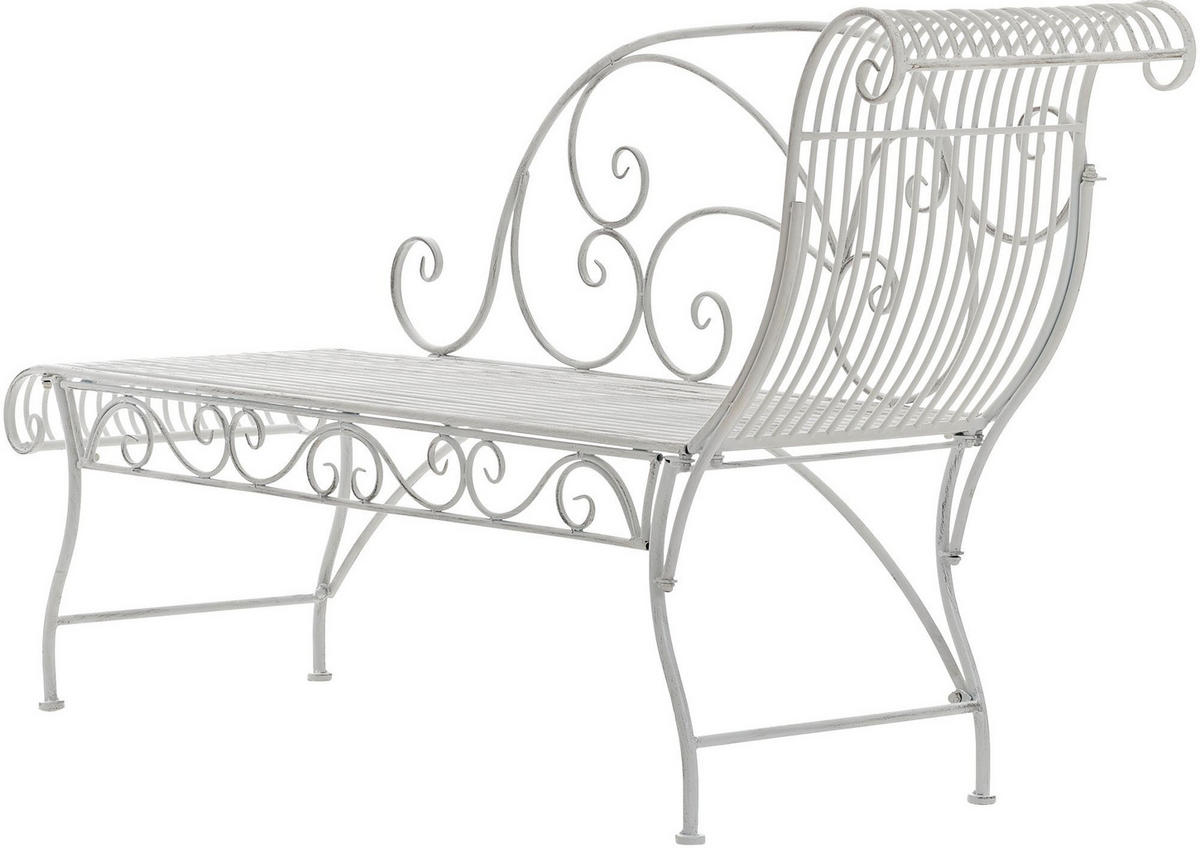 GARTENLIEGE Metall Antik Weiß - Perlmutt, Metall (156/78/46cm) - CLP