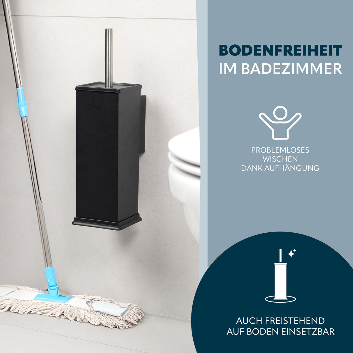 WC-GARNITUR inkl. Wandhalterung - Schwarz, Metall (10/39/14.5cm) - bremermann