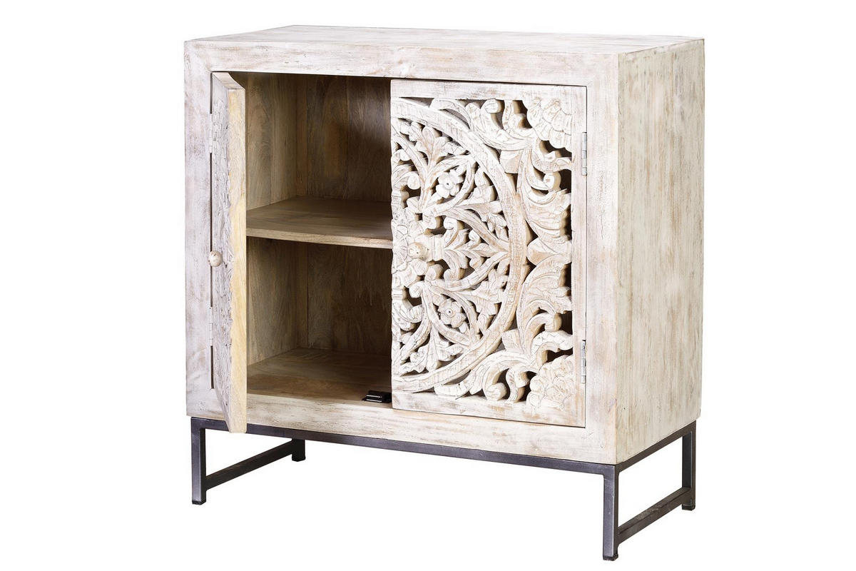 KOMMODE aus Mangoholz - Perlmutt, Holz (80/81/35cm) - Giner y Colomer