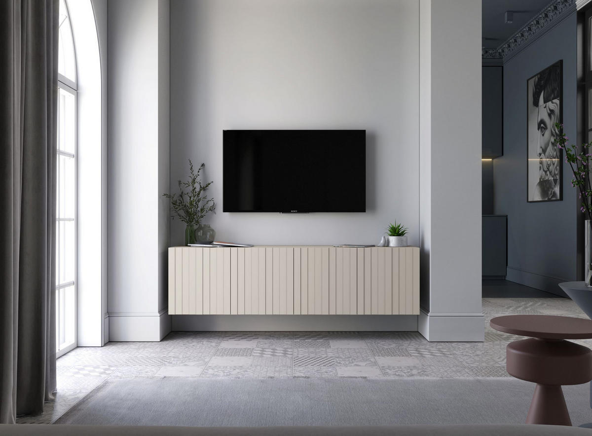 TV-SCHRANK Elpis Kaschmir Matt Glamour 150 cm - Kaschmir, Holzwerkstoff (150/37.5/36.5cm) - Meble Lindner