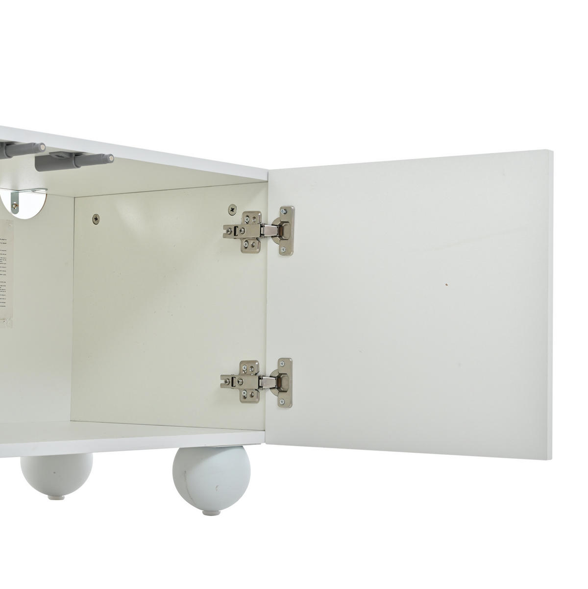 LOWBOARD 200/40/44 cm aus Spanplatte mit bedruckten Fronten und halboffenem Fach Weiß - Weiß, Holzwerkstoff (200/44/40cm) - Modenvie