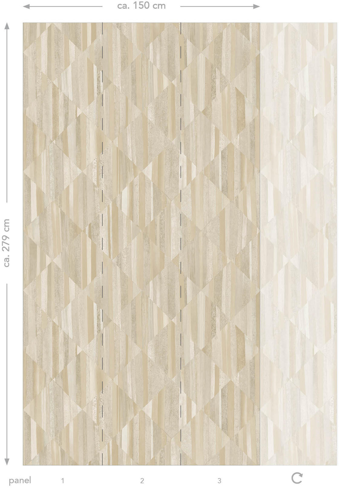 FOTOTAPETE 3D Holzoptik 150 x 279 cm - Beige, Papier (150/279cm) - Origin Wallcoverings