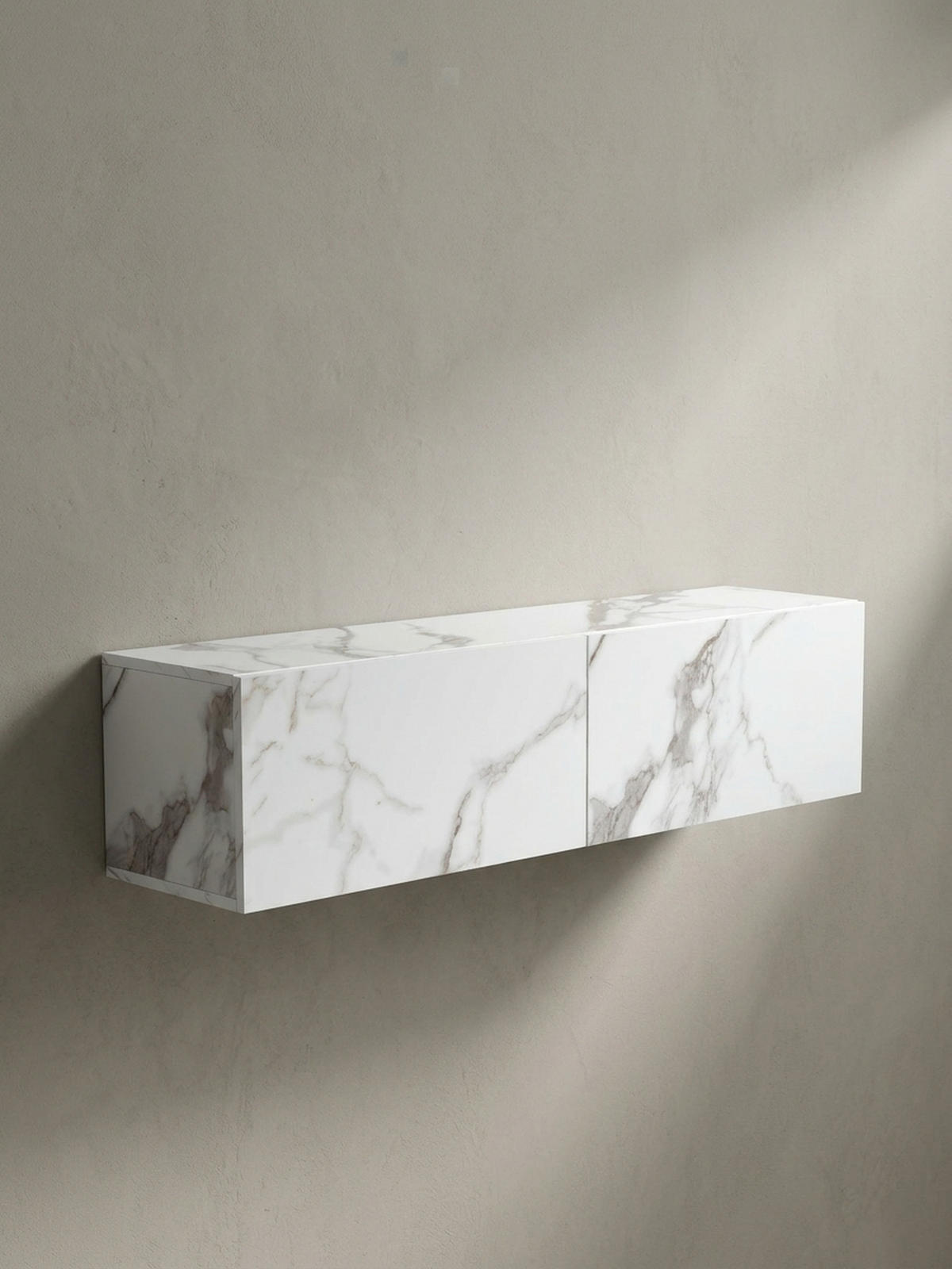 TV-LOWBOARD hängend, Marmor-Optik, Klapptüren, modern, Weiß 120x30x30 cm - Weiß, Metall (120/30/30cm) - KADIMA DESIGN