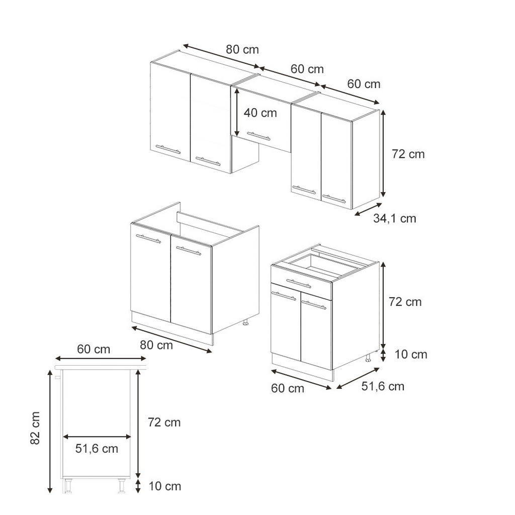 Thumbnail - Vicco Küchenzeile, Eiche, Holzwerkstoff, Rechteckig, 200x81.6x60 cm, Küchen, Küchenzeilen & Küchenblöcke, Küchenzeilen o...