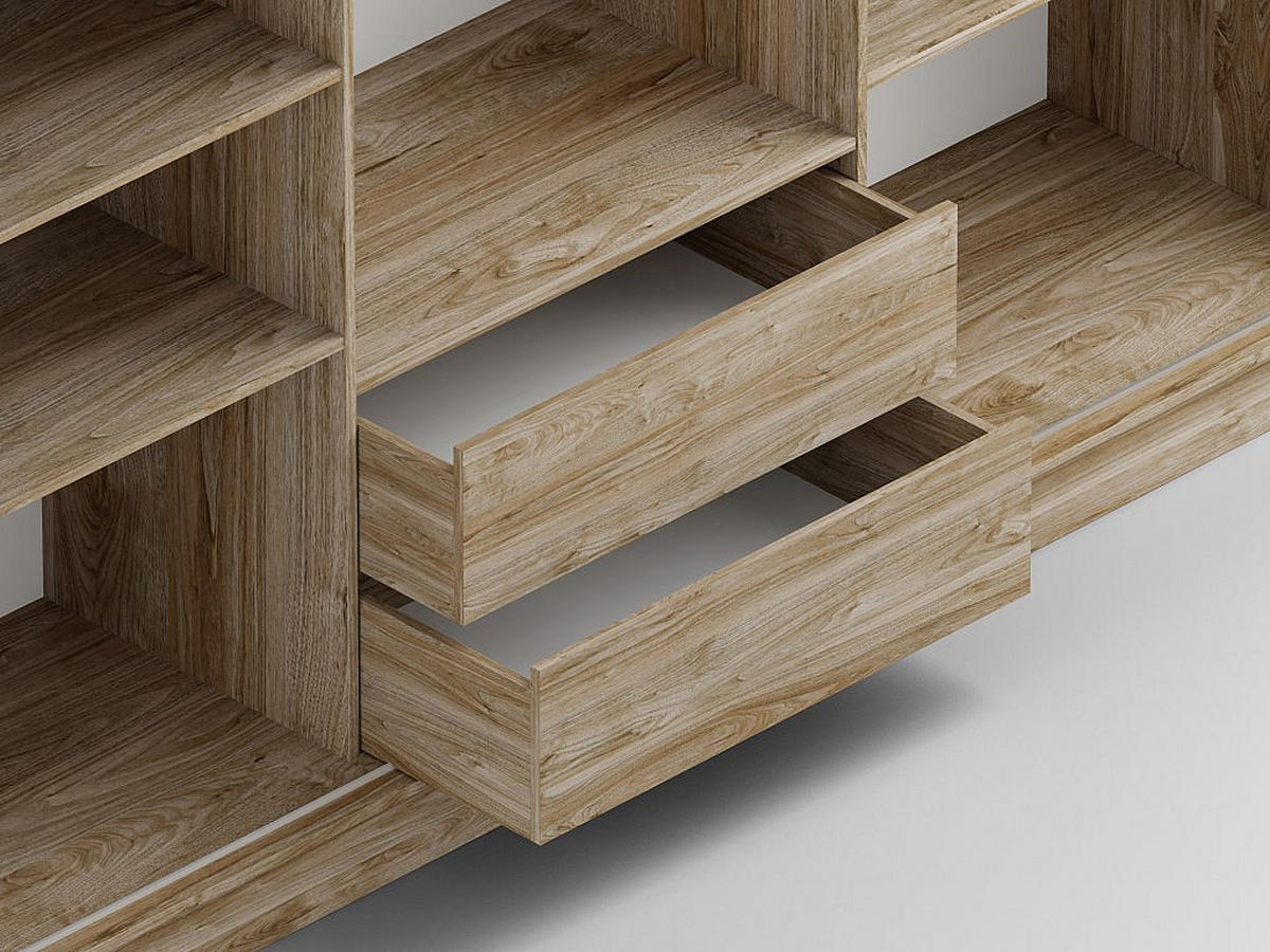 KLEIDERSCHRANK - 250 cm x 61 cm - holz - naturfarben hell, weiß Leovia - Naturfarben/Weiß, Holz (250/215/61cm) - Vente-Unique