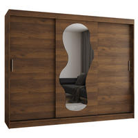 SCHIEBETÜRENSCHRANK mit Spiegel ULTRA 200/250/62 3-türig - Silberfarben/Walnussfarben, Holz (250/200/62cm) - MÖBEL KRYSPOL