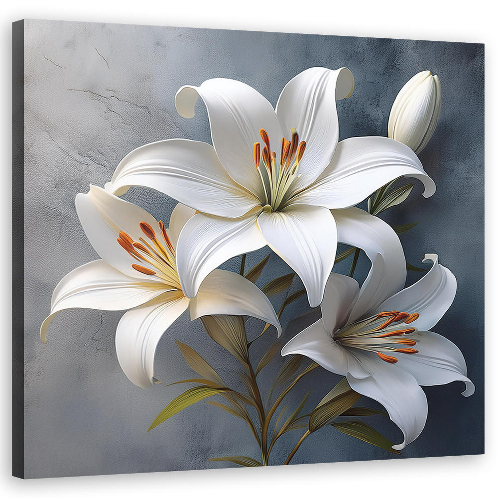 WANDBILD blumen lilien weiß - Weiß, Textil (50/50cm) - Feeby