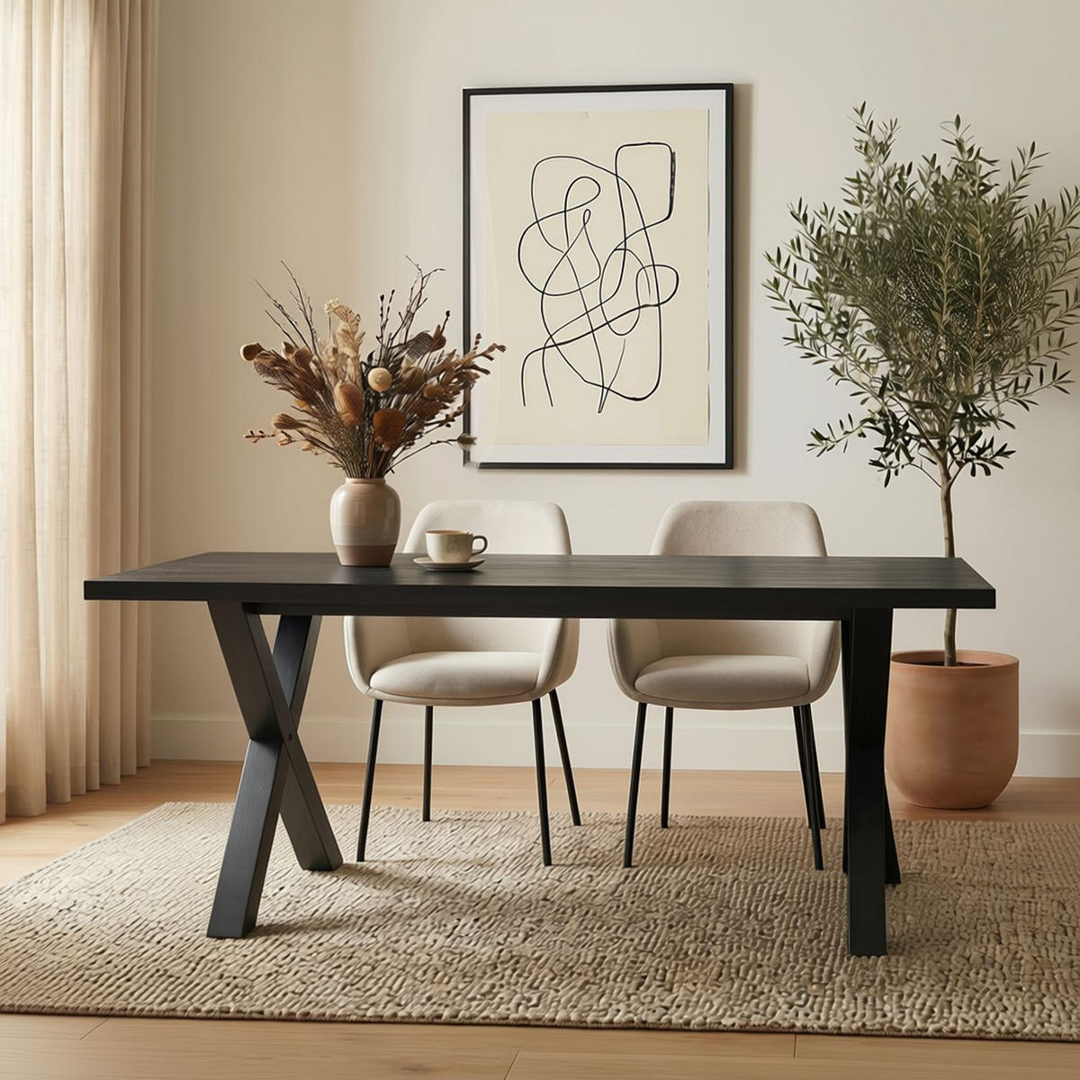 ESSTISCH OSIMO schwarz - Schwarz, Holzwerkstoff (80/160/77cm) - IDIMEX