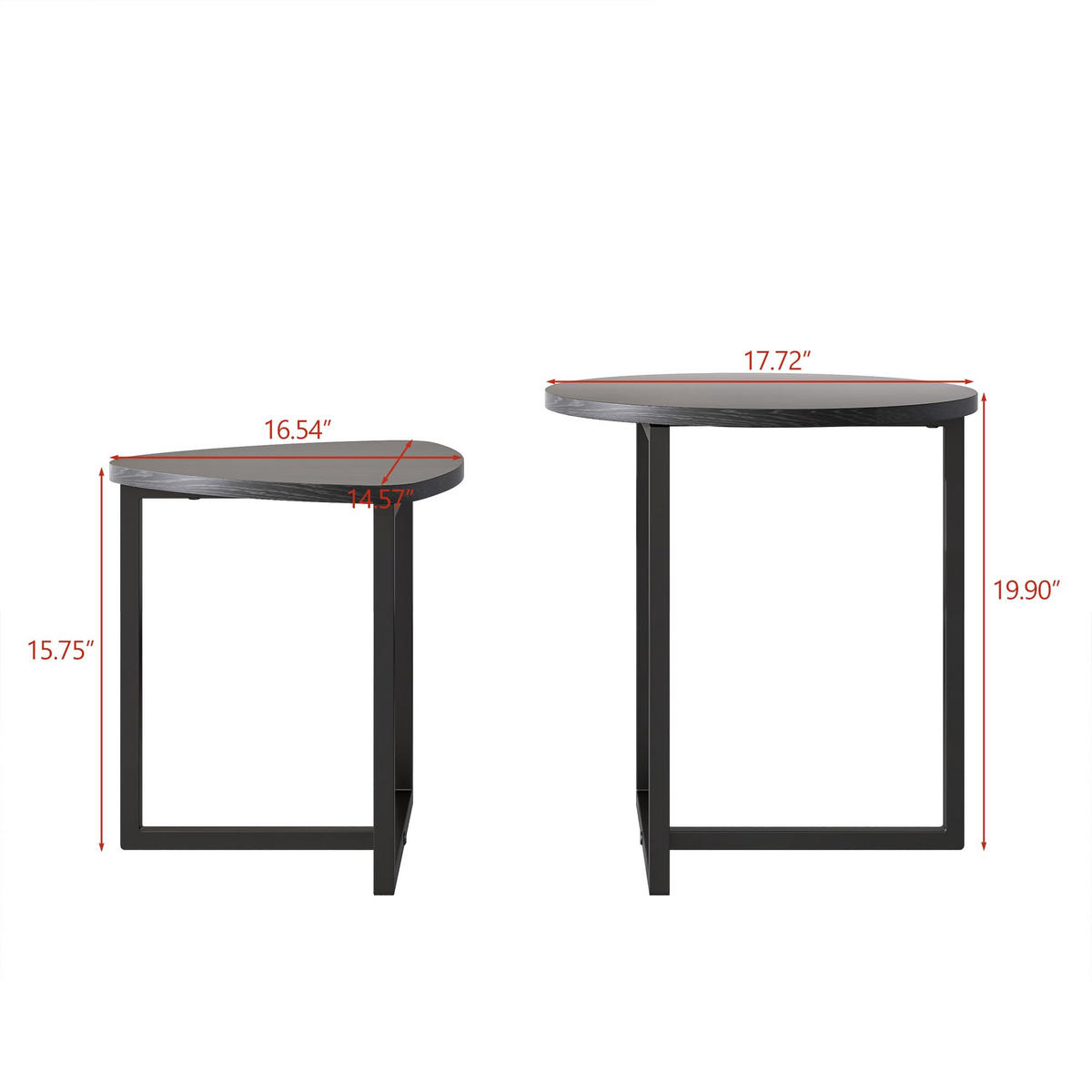 COUCHTISCH 2-tlg Rund 45x48cm Holz-Metallgestell Industrial-Design Sofatisch - Schwarz, Metall (50/48/9cm) - Raelunyi