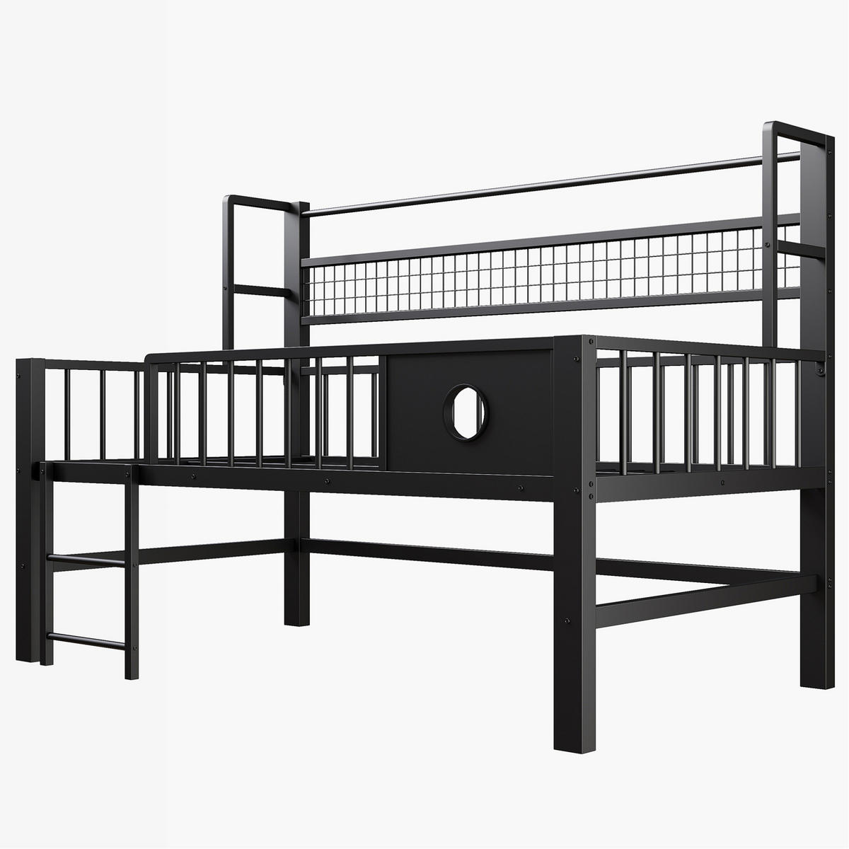 HOCHBETT mit Stauraum 90x200 cm Metall Schwarz - Schwarz, Metall (90/200cm) - Beauniv