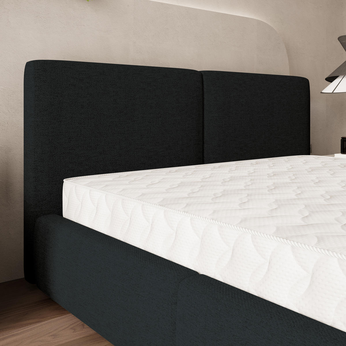 POLSTERBETT FELURO 140x200 cm mit Bettkästen - Schwarz - Schwarz, Holz (140/200cm) - MASSENO