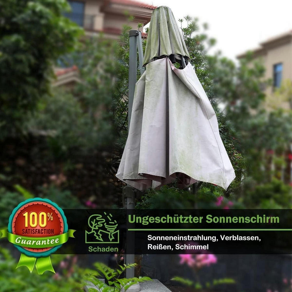 AMPELSCHIRM Schutzhülle mit Stab 265 cm wasserdicht UV-beständig - Weiß, Kunststoff (70/265/70cm)